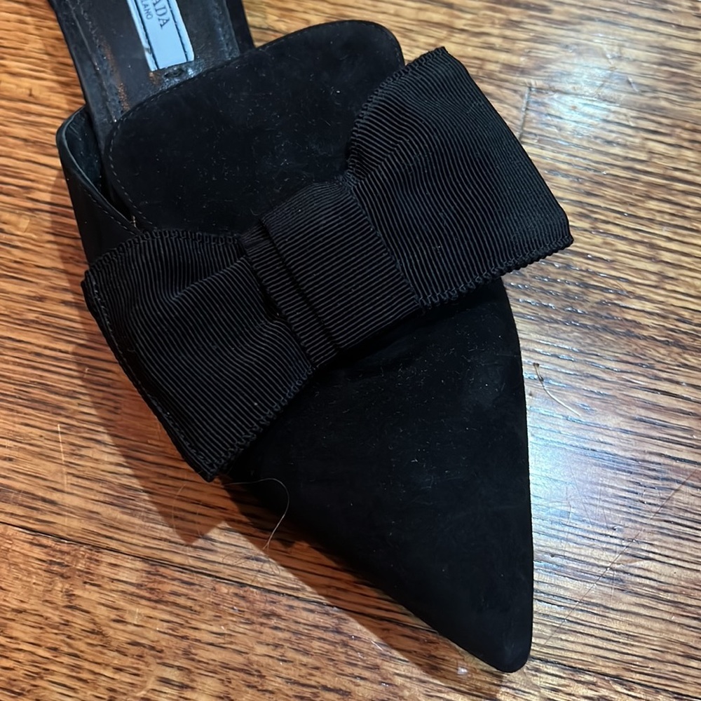 Prada Velvet & Bow Point-Toe Mule Slides - image 2